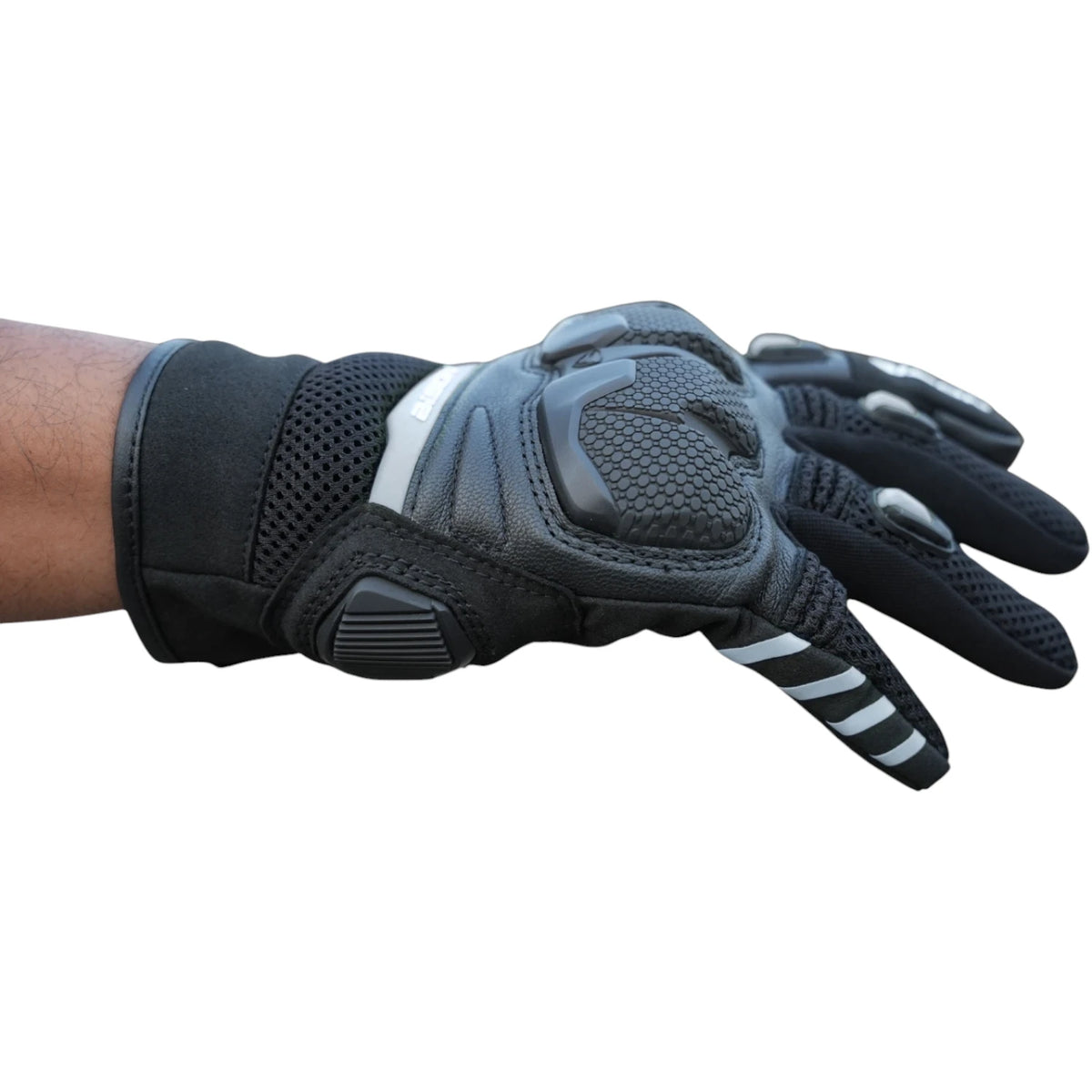 Bison ProGear Raptor motorcycle riding gloves in black and grey

