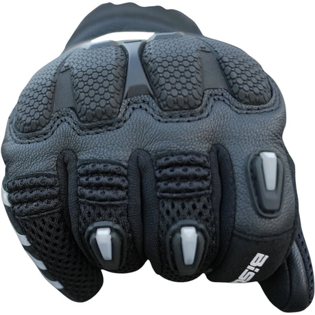 Bison ProGear Raptor motorcycle riding gloves in black and grey

