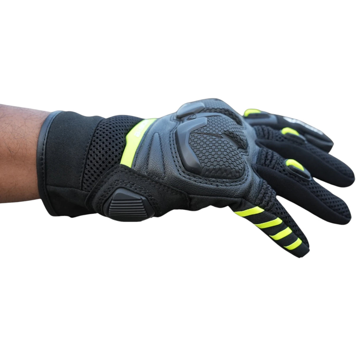 Bison ProGear Raptor black-neon motorcycle riding gloves