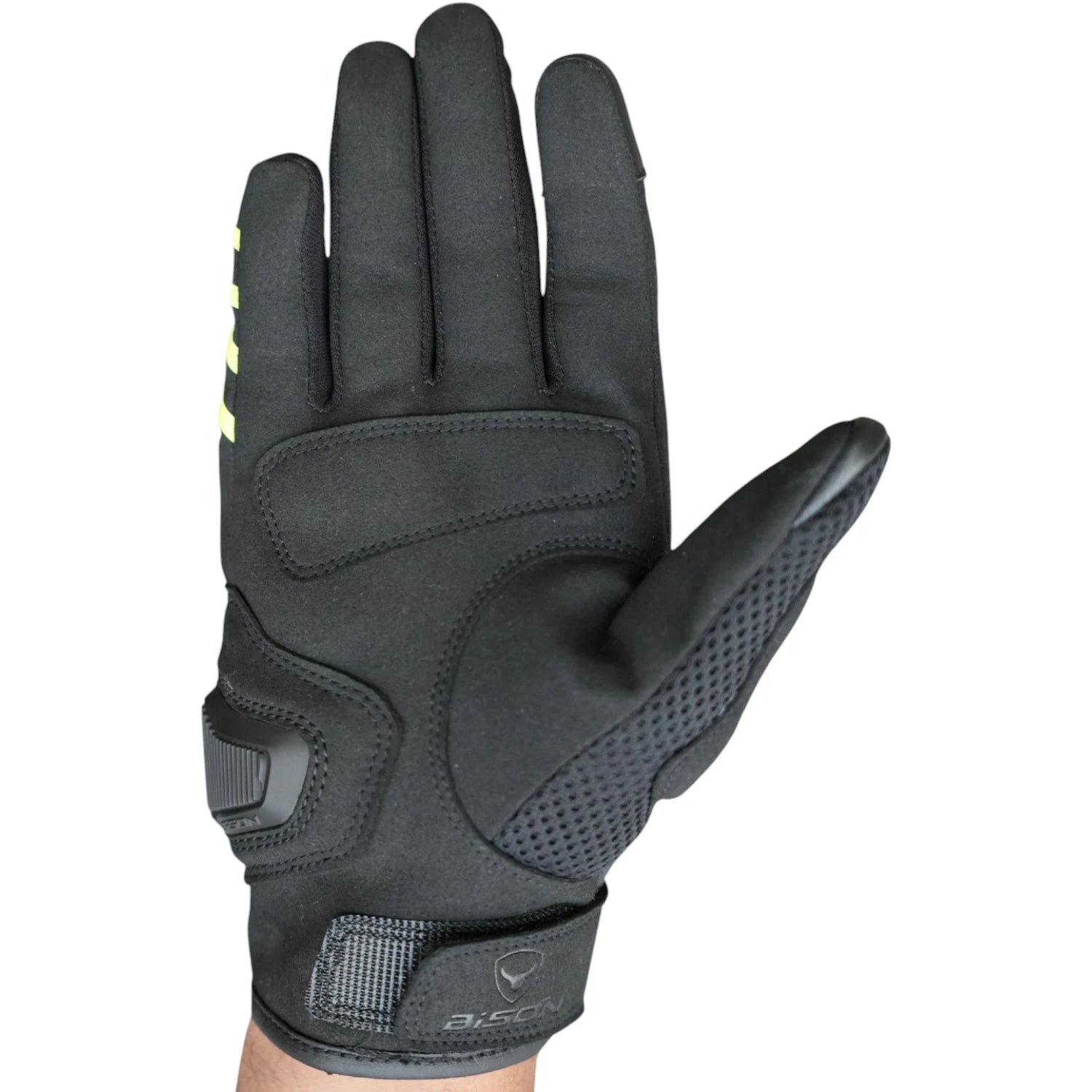 Bison ProGear Raptor black-neon motorcycle riding gloves