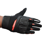 Bison ProGear Raptor motorcycle riding gloves in black and red

