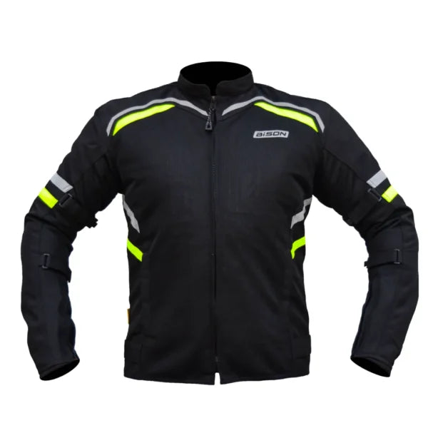 Bison ProGear Raptor V2 riding jacket black hi viz green
