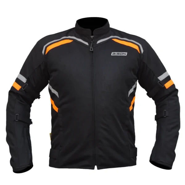 Bison ProGear Raptor V2 riding jacket black hi viz orange
