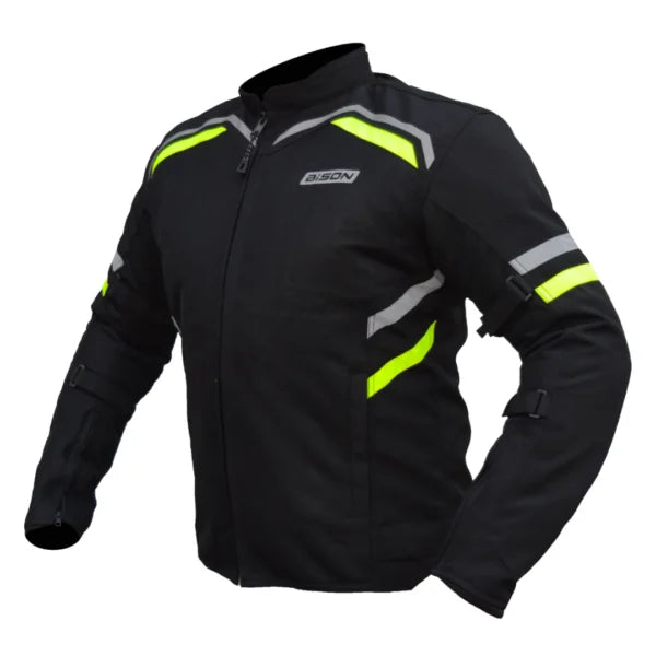 Bison ProGear Raptor V2 riding jacket black hi viz green
