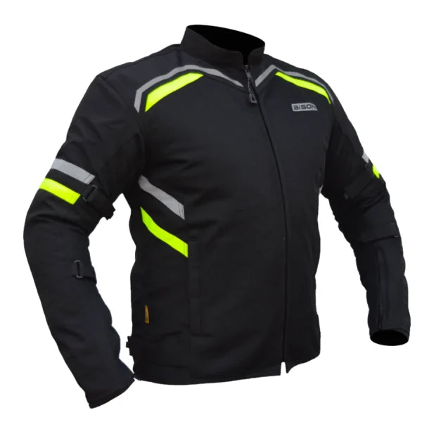 Bison ProGear Raptor V2 riding jacket black hi viz green
