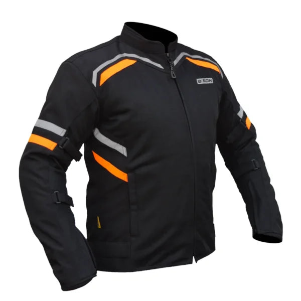 Bison ProGear Raptor V2 riding jacket black hi viz orange
