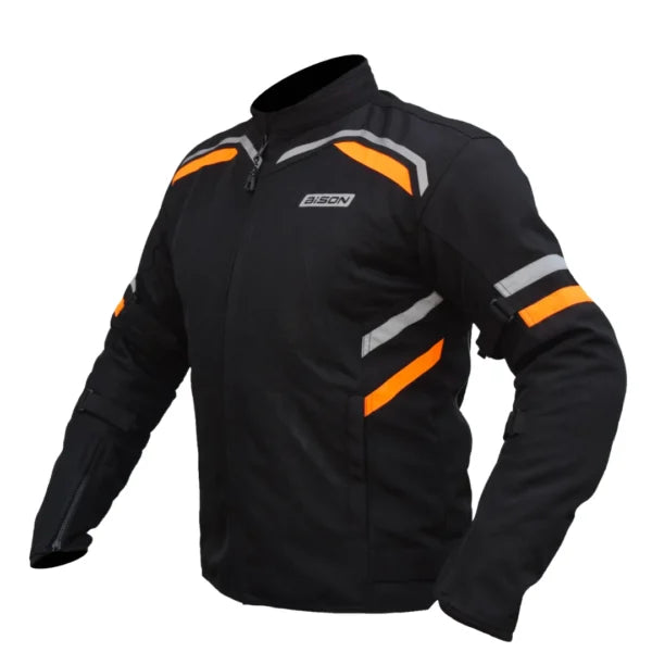 Bison ProGear Raptor V2 riding jacket black hi viz orange

