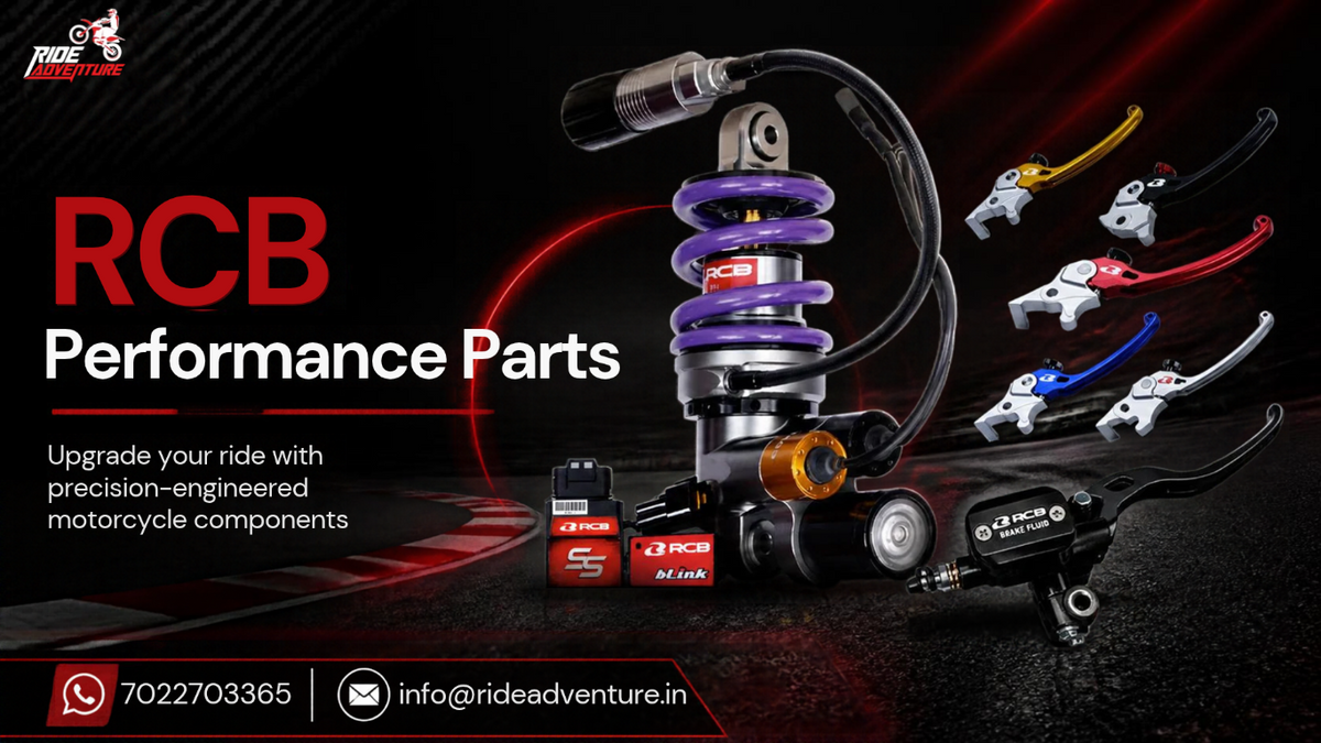 RCB motorcycle accessories and performance parts including wheels, brakes and suspension at Ride Adventure India