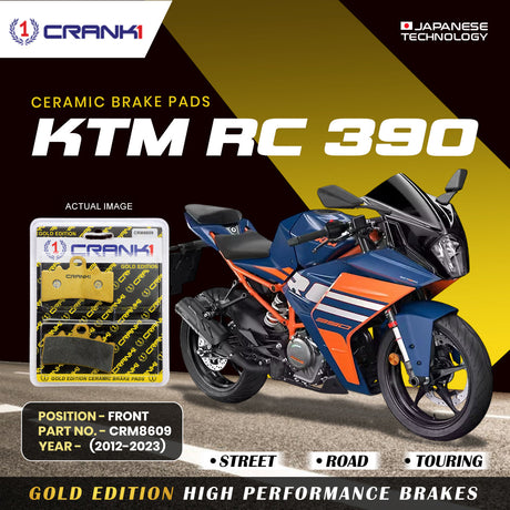 CRANK1 Ceramic Front Brake Pads CRM8609 for KTM RC 390 (2012-2023) HH Rated Performance Brake Pads
