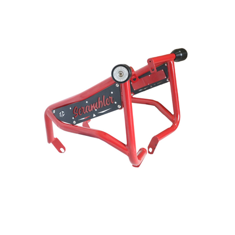 Yezdi Scrambler red crash guard with dual sliders