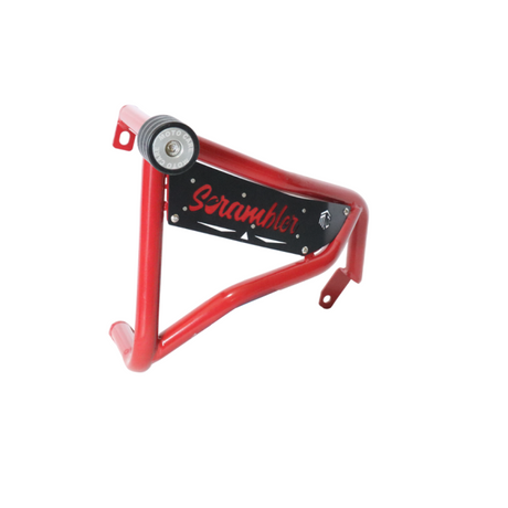 Yezdi Scrambler red crash guard with dual sliders