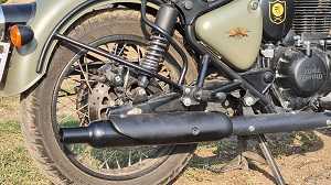 KP Racing Replica Black Exhaust SS304 Stainless Steel for Royal Enfield Classic 350 Reborn with Ceramic Wool and Premium Performance Sound