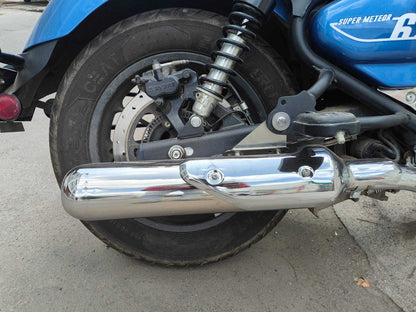 KP Racing Replica SS Exhaust for Royal Enfield Super Meteor 650 SS304 Stainless Steel with Ceramic Fibre Wool Polished Finish Stock Fitment Silencer