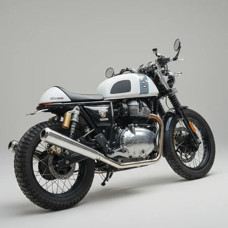 BE-10 Bass Master polished stainless steel exhaust for Royal Enfield Interceptor 650 and Continental GT 650