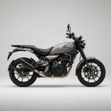 Barrel Rogue 2.0 Slip-On Exhaust with Link Pipe for Royal Enfield Guerrilla 450 in 304 Stainless Steel Black and Silver Performance Exhaust