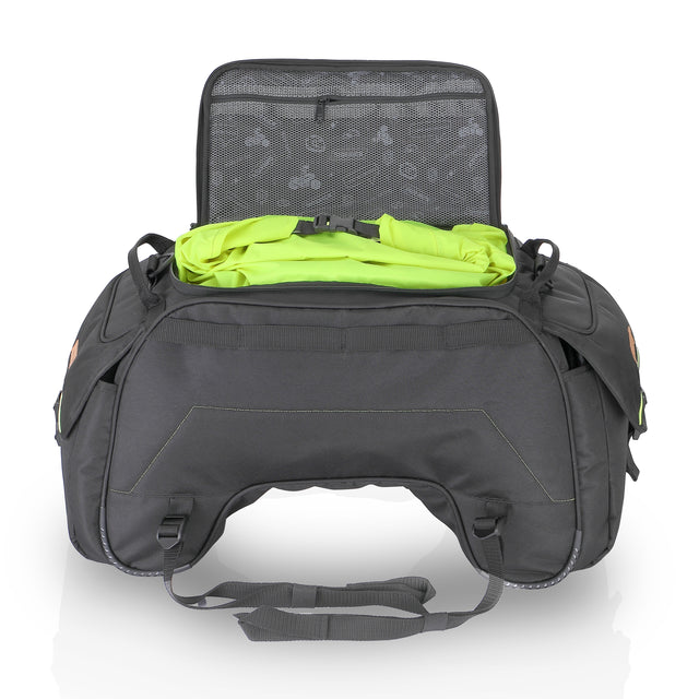 Guardian Gears SideKick 45L Motorcycle Tail Bag with waterproof inner dry bag and outer rain cover mounted on a motorcycle for touring