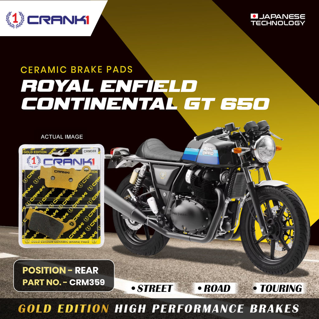 CRANK1 CRM359 Ceramic Rear Brake Pads for Royal Enfield Continental GT 650