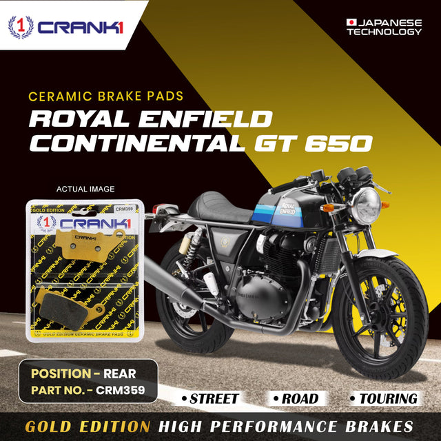 CRANK1 CRM359 Ceramic Rear Brake Pads for Royal Enfield Continental GT 650