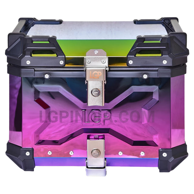 LGP 45L COLOURFULL reflective aluminum motorcycle top box with backrest

