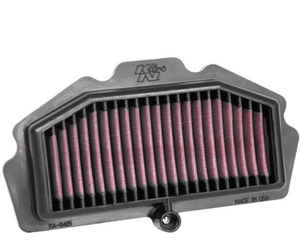 K&N air filter Kawasaki 650 series installed on Ninja 650 motorcycle