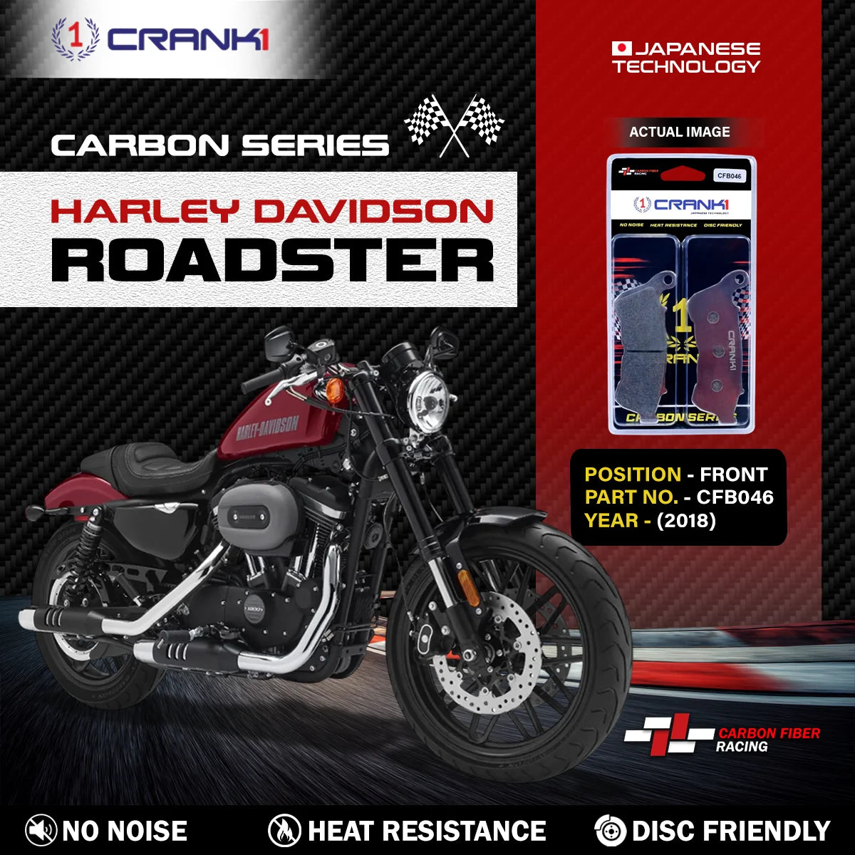 CRANK1 CFB046 carbon front brake pads for Harley-Davidson Roadster 2018