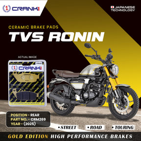 CRANK1 Ceramic Rear Brake Pads for TVS Ronin 2025 CRM269