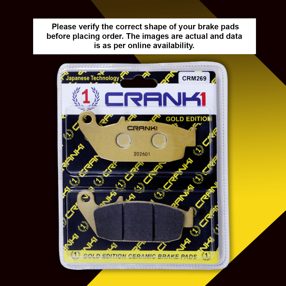 CRANK1 Ceramic Rear Brake Pads for TVS Ronin 2025 CRM269