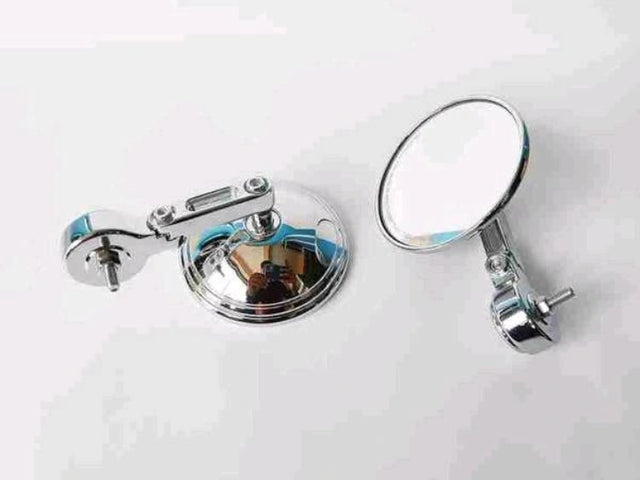 Auto Bird round bar end mirrors black and chrome for Royal Enfield Honda CB Jawa motorcycles universal rear view mirror wide angle design