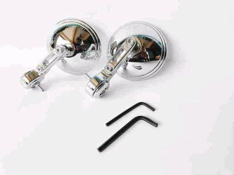Auto Bird round bar end mirrors black and chrome for Royal Enfield Honda CB Jawa motorcycles universal rear view mirror wide angle design