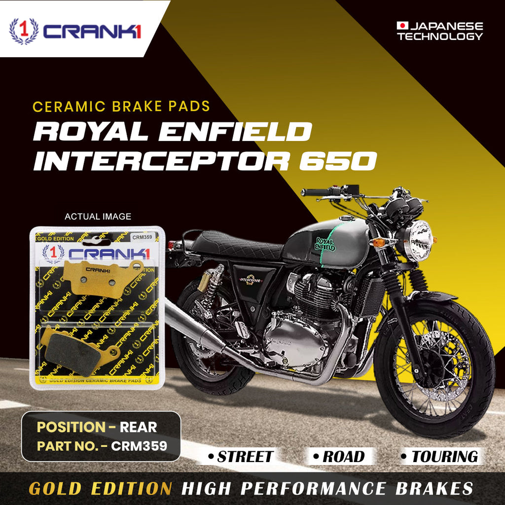 CRANK1 Ceramic Rear Brake Pads for Royal Enfield Interceptor 650 | HH Rated