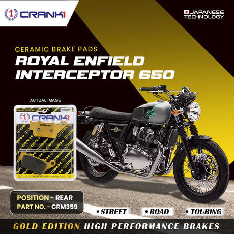 CRANK1 Ceramic Rear Brake Pads for Royal Enfield Interceptor 650 | HH Rated