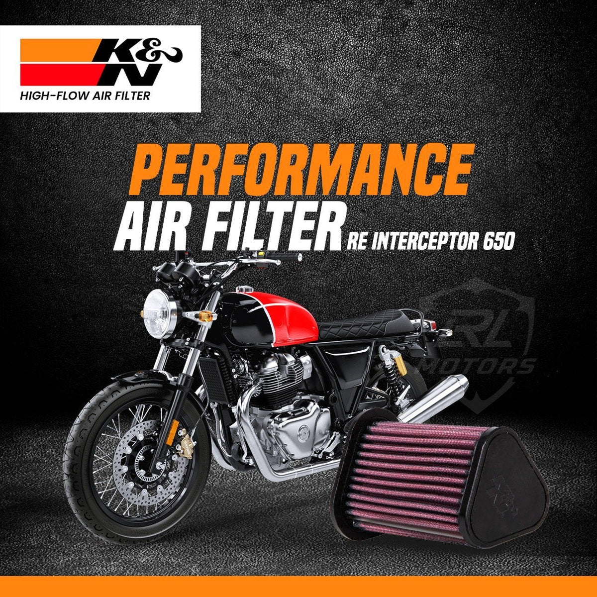 K&N RO-6518 Performance Air Filter for Royal Enfield Interceptor 650 Continental GT 650 and Bear 650 Motorcycle