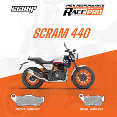66BHP Race Pro Sintered Brake Pads for Royal Enfield Scram 440 Front 66RP-947 Rear 66RP-953 high performance braking