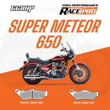 66BHP Race Pro Sintered Brake Pads for Royal Enfield Super Meteor 650 Front 66RP-958 Rear 66RP-947