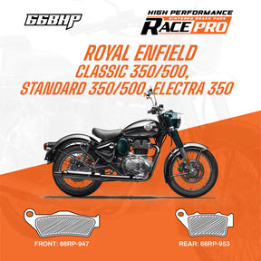 66BHP Race Pro Sintered Brake Pads for Royal Enfield Thunderbird 350 500 Front 947 Rear 953
