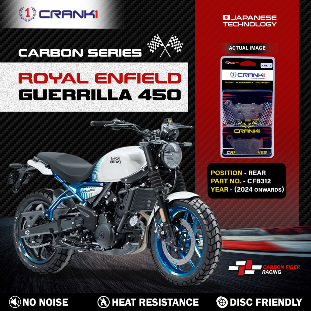 CRANK1 Carbon Rear Brake Pads for Royal Enfield Guerrilla 450 CFB312