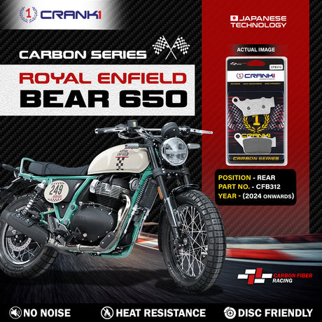 CRANK1 Carbon Rear Brake Pads CFB312 for Royal Enfield Bear 650 2024 Onwards