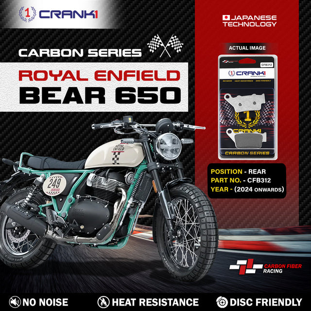CRANK1 Carbon Rear Brake Pads CFB312 for Royal Enfield Bear 650 2024 Onwards