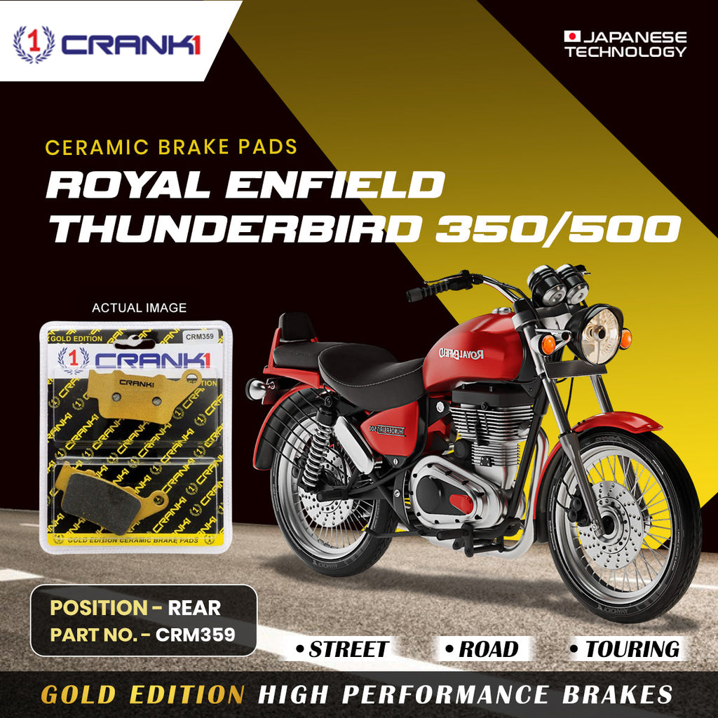 CRANK1 Ceramic Rear Brake Pads CRM359 for Royal Enfield Thunderbird 350 500 HH Rated Disc Brake Pads