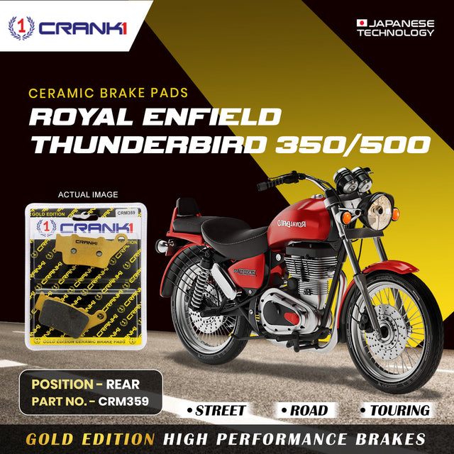 CRANK1 Ceramic Rear Brake Pads CRM359 for Royal Enfield Thunderbird 350 500 HH Rated Disc Brake Pads