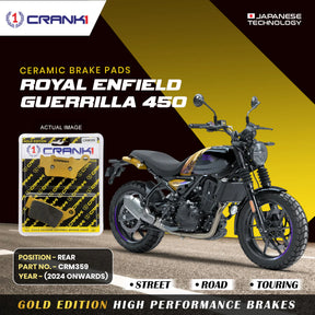 CRANK1 CRM359 Ceramic Rear Brake Pads for Royal Enfield Guerrilla 450