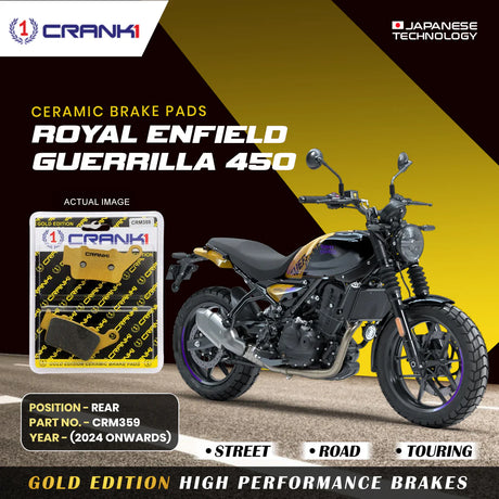 CRANK1 CRM359 Ceramic Rear Brake Pads for Royal Enfield Guerrilla 450