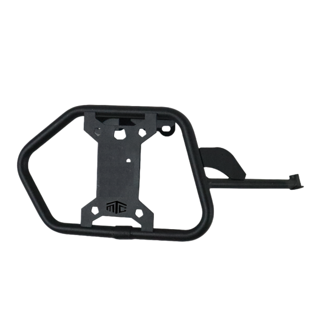 MotoCare saddle stay mounted on Triumph Speed 400 supporting saddlebags securely for touring and daily riding
