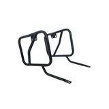 MotoCare saddle stay mounted on Yezdi Roadster 2024 showing secure saddle bag support frame for touring and luggage carrying