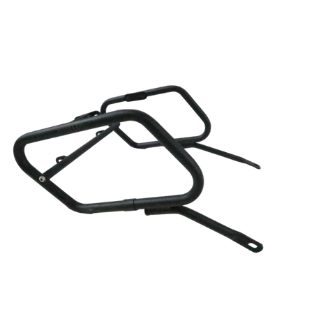 Motocare Dominar 400 saddle stay without plate installed on Bajaj Dominar 400 for secure side bag mounting and touring luggage support