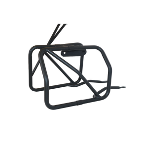 MotoCare plate-free saddle stay installed on Hero Xpulse motorcycle supporting saddlebags for touring and off-road use