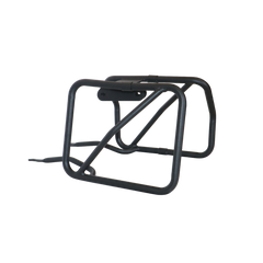 MotoCare plate-free saddle stay installed on Hero Xpulse motorcycle supporting saddlebags for touring and off-road use