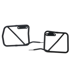 MotoCare plate-free saddle stay installed on Hero Xpulse motorcycle supporting saddlebags for touring and off-road use