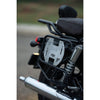 MotoCare saddle stay with plate installed on Honda CB350 supporting saddlebags securely