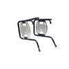 MotoCare saddle stay with plate installed on Honda CB350 supporting saddlebags securely